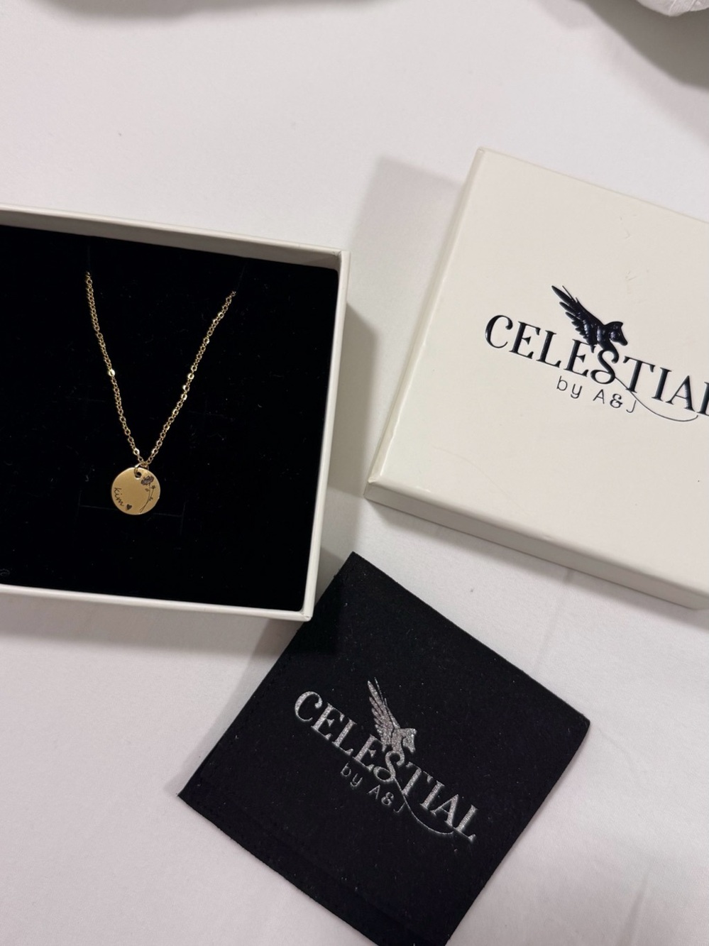 Celestial by A&J - Personalized Gold-Tone Pendant Necklace “Kim”